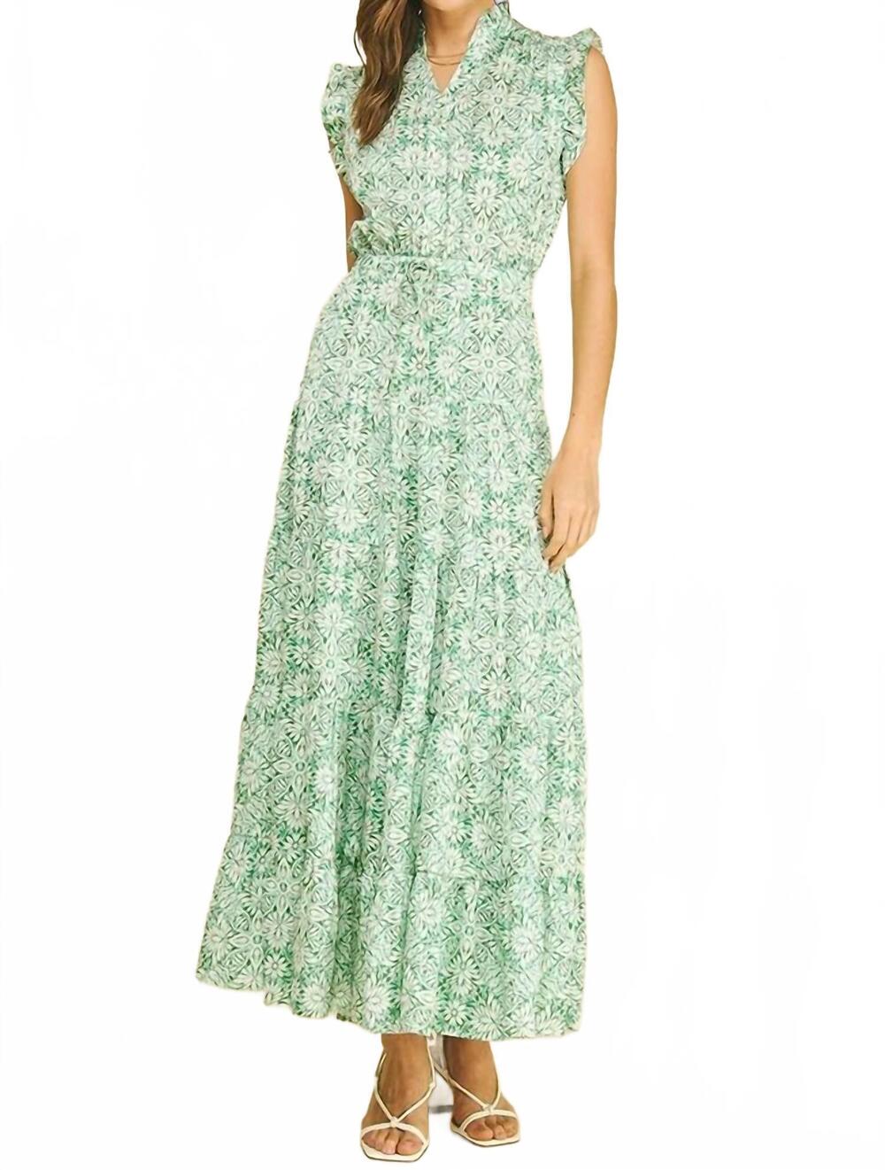 NEW PINCH floral print tiered maxi dress in mint meadow - Picture 4 of 4